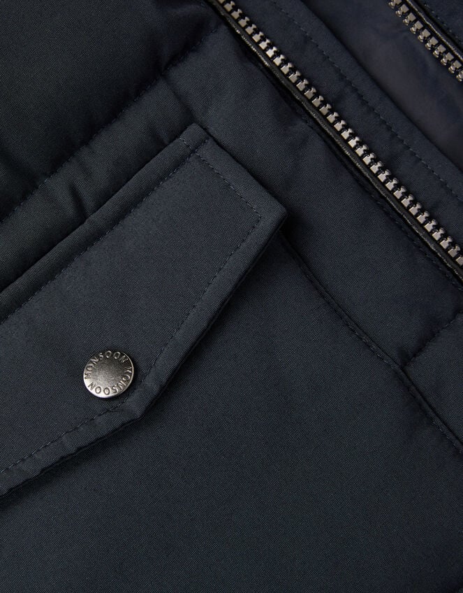 Mid Length Puffer Coat, Black (BLACK), large