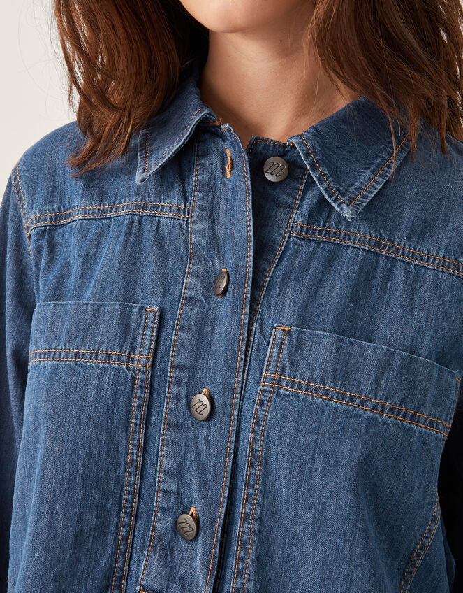 Nara Denim Tunic Shirt Dress, Blue (MID AUTHENTIC BLUE), large