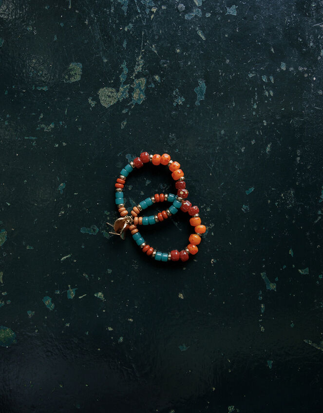 Multi Bead Hoop Earrings, , large