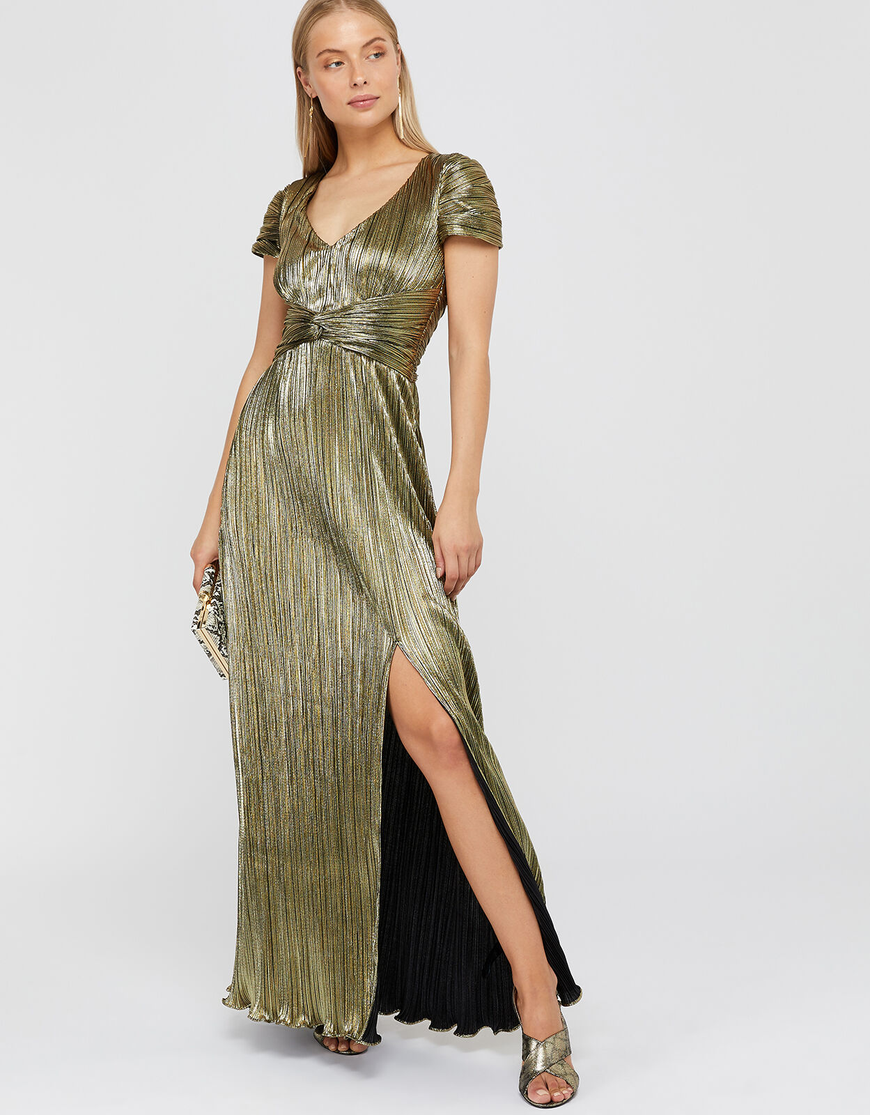 Loreen Lame Maxi Dress Gold