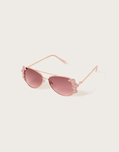 Glitter Metal Flower Sunglasses, , large