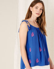 Embroidered Cami Top in LENZING™ ECOVERO™ , Blue (BLUE), large