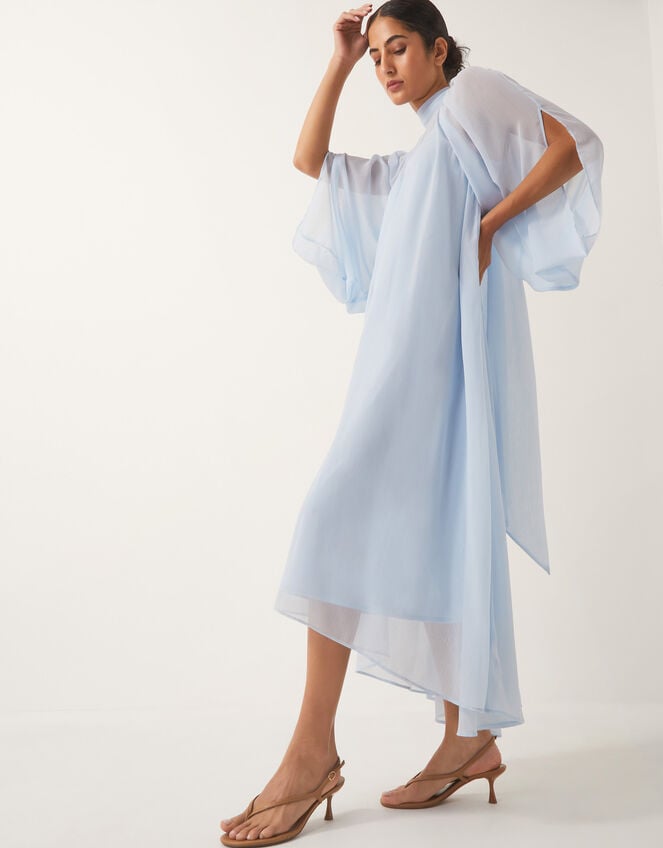 Amelie Cape Sleeve Chiffon Maxi Dress, Blue (PALE BLUE), large