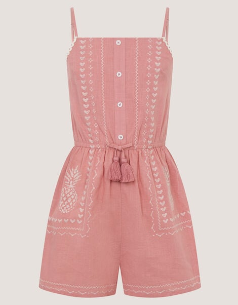 Pineapple Embroidered Playsuit, Pink (PINK), large
