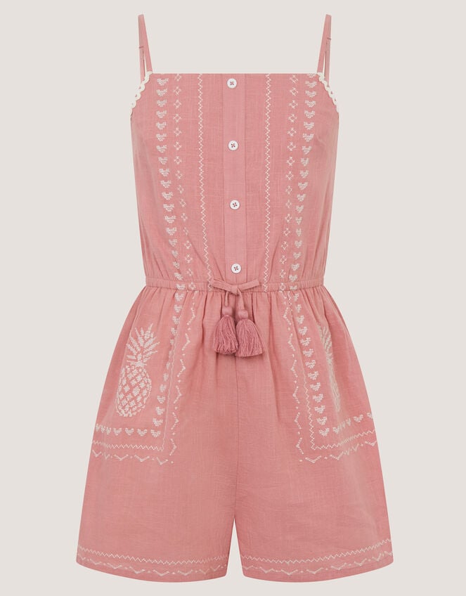 Pineapple Embroidered Playsuit, Pink (PINK), large