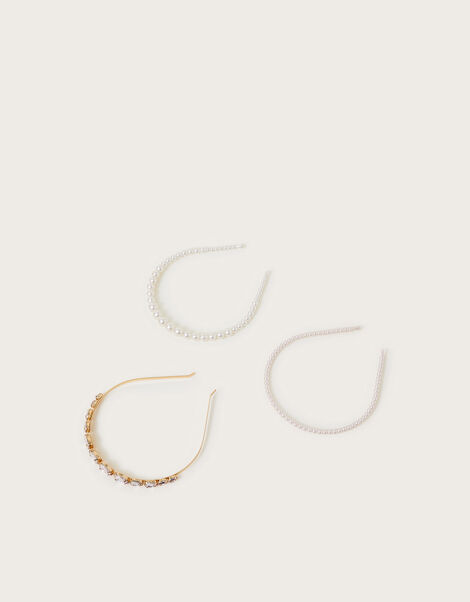 3-Pack Diamante Pearl Headbands, , large
