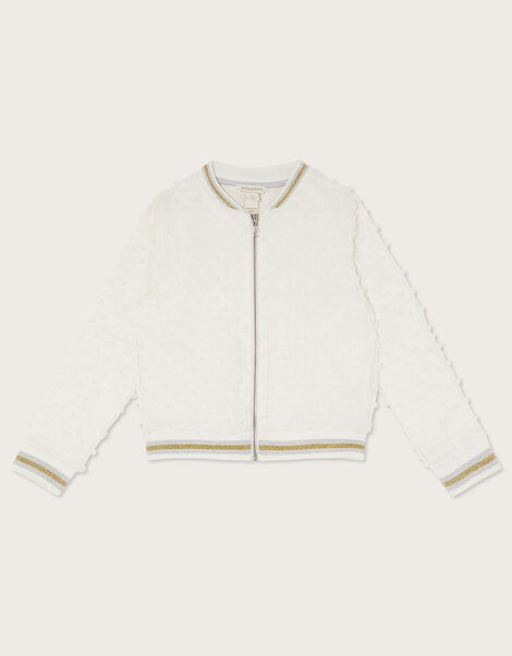 Dobby Spot Textured Bomber Jacket, Ivory (IVORY), large
