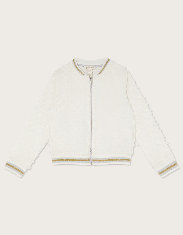 Dobby Spot Textured Bomber Jacket, Ivory (IVORY), large