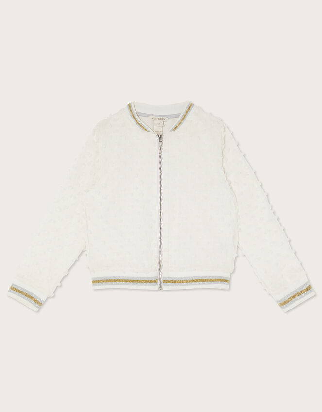 Dobby Spot Textured Bomber Jacket, Ivory (IVORY), large