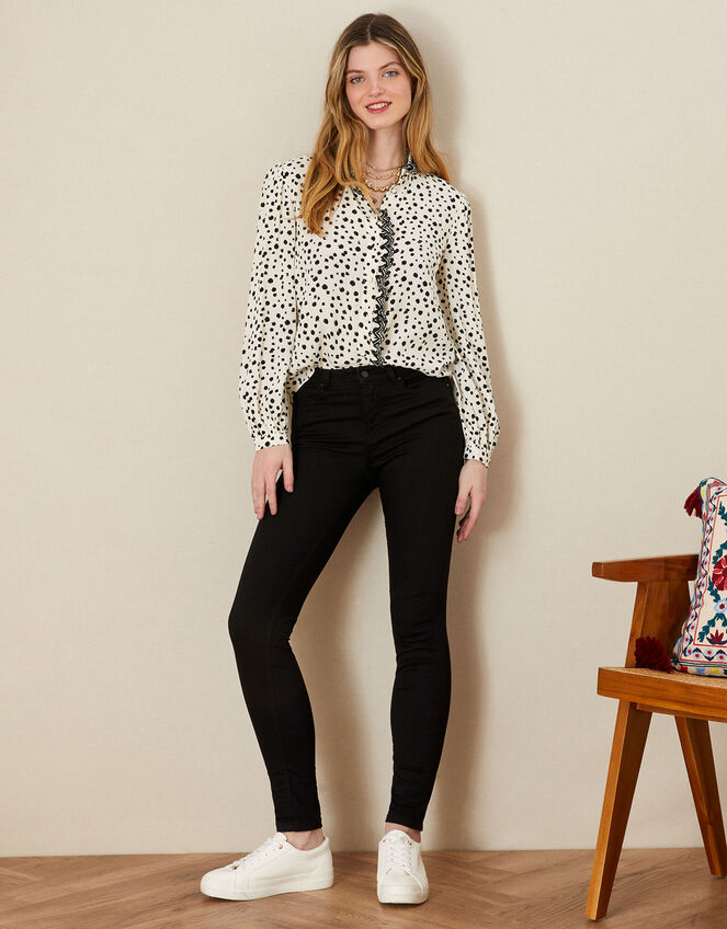 Hayley Dalmatian Scallop Blouse with LENZING™ ECOVERO™, Ivory (IVORY), large
