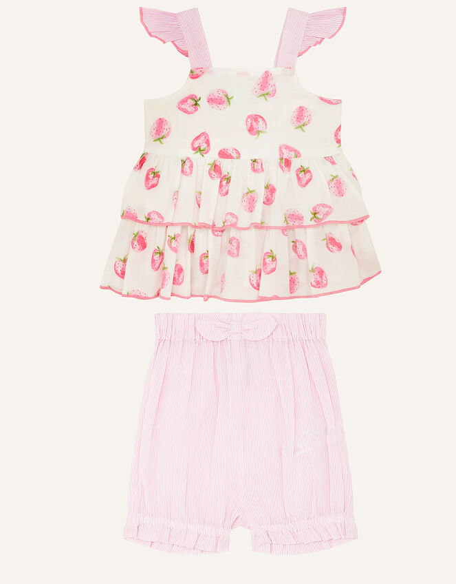 Newborn Strawberry Top and Shorts, Pink (PINK), large
