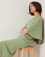 Cassandra Cape Sleeve Midi Dress, Green (SAGE), large