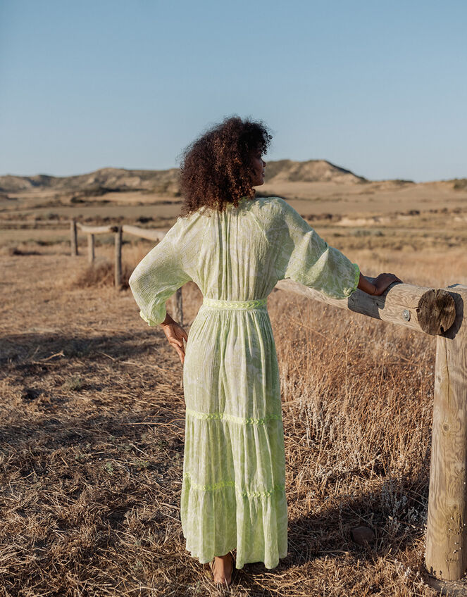 Piti Cuiti Palm Embroidered Maxi Dress, Green (GREEN), large