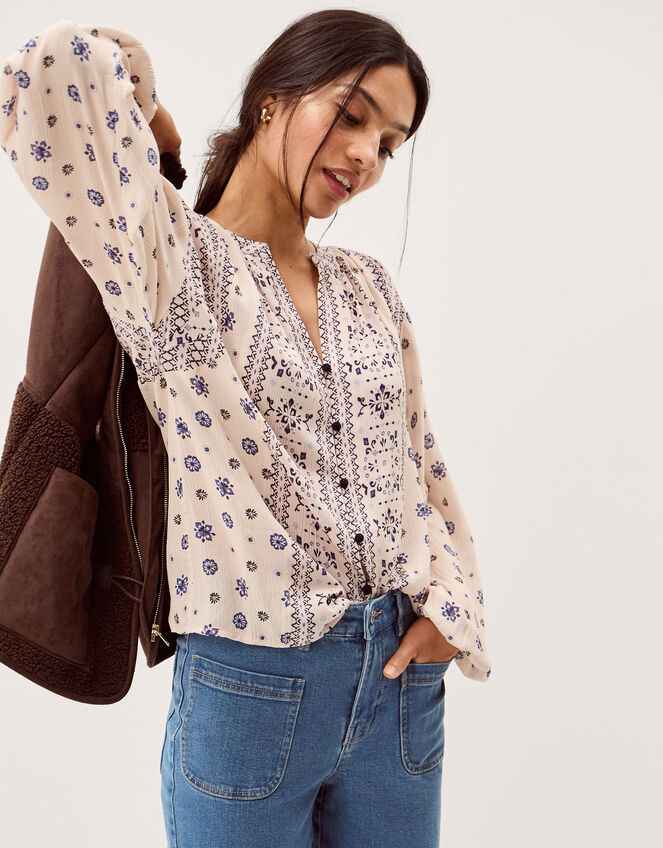 Bonny Print Blouse, Ivory (IVORY), large