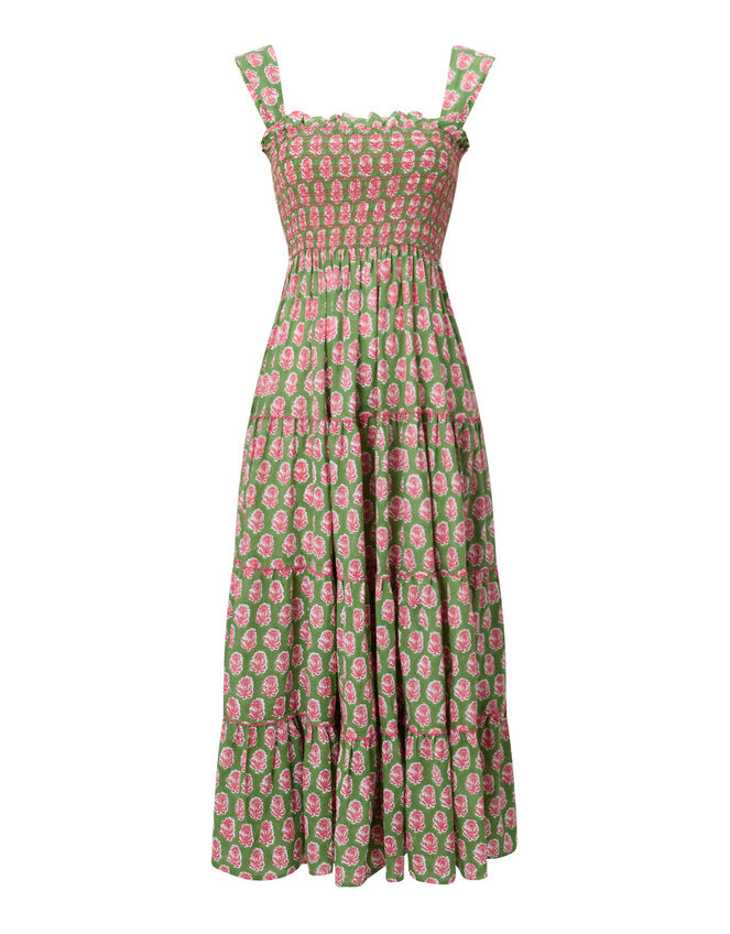 India & Mills Maddie Tiered Maxi Dress, Green (GREEN), large