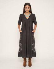 Raffya Ibiza Cutwork Midi Dress, Grey (GREY), large