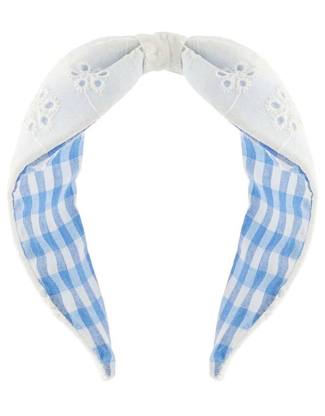 Reversible Gingham and Broderie Hair Set, , large