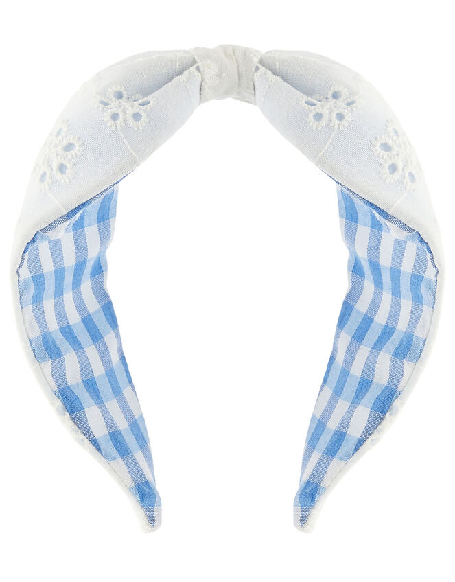 Reversible Gingham and Broderie Hair Set, , large