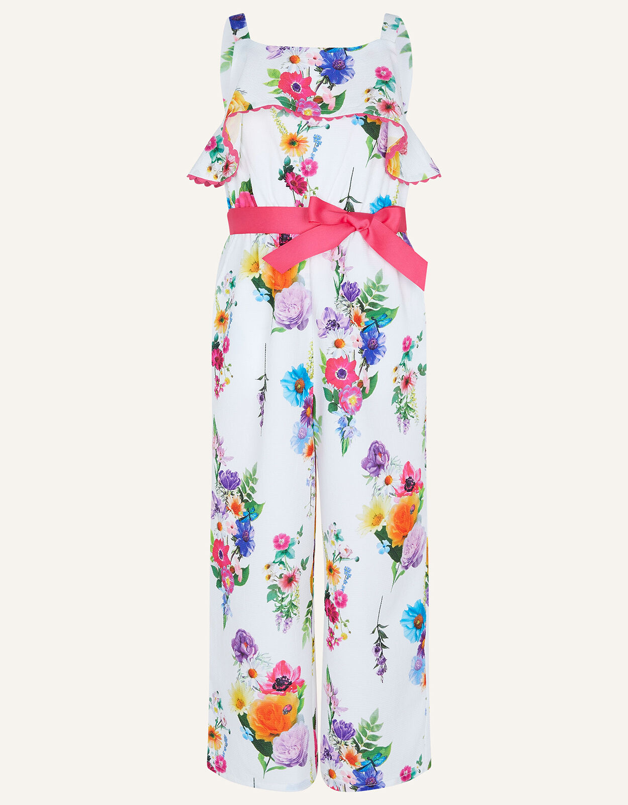 Monsoon Floral Belted Jumpsuit White