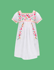 Sunuva Kids Peruvian Floral Embroidered Dress, White (WHITE), large