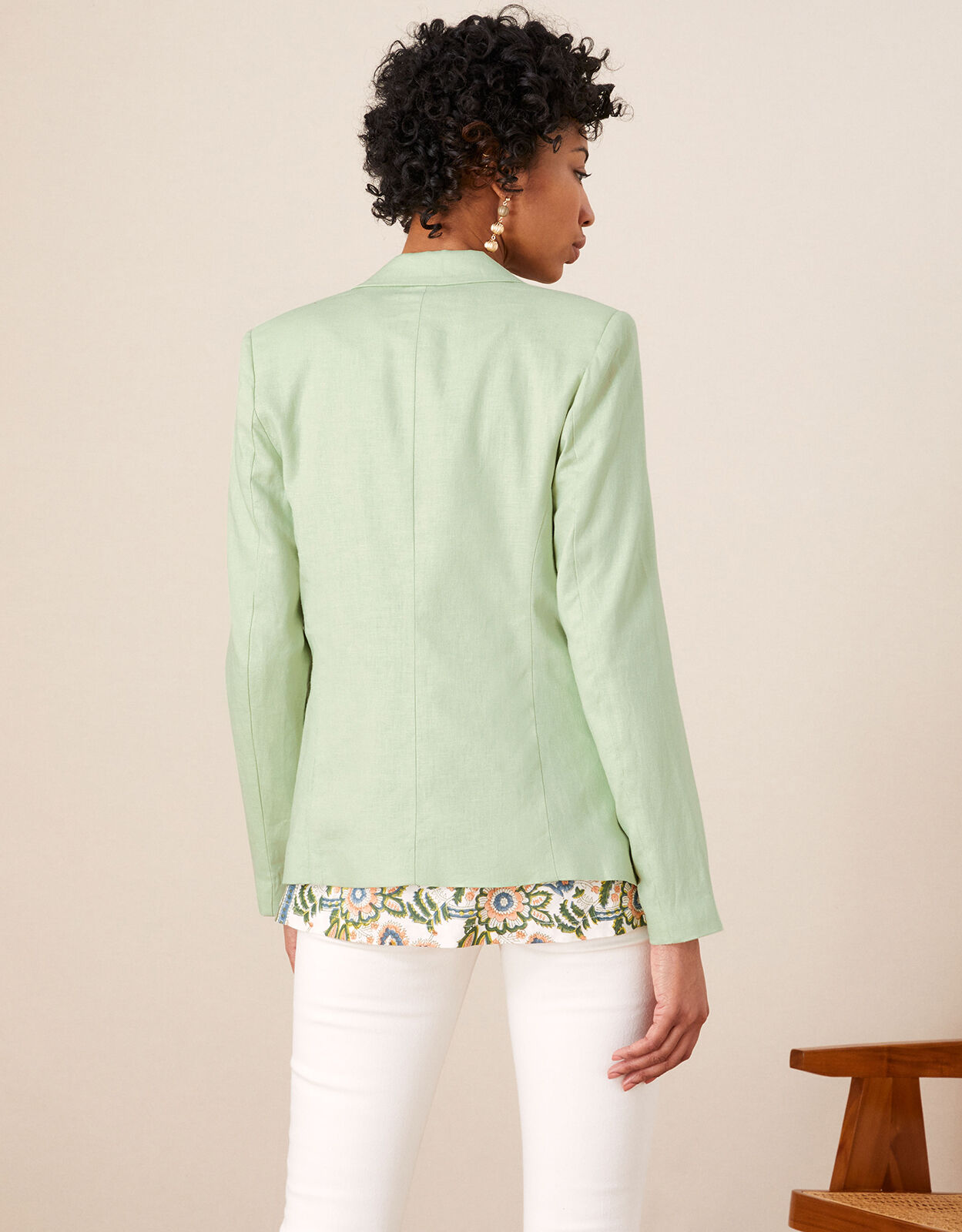 Green linen jacket womens outlet