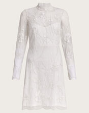 Krystyna Embroidered Short Wedding Dress, Ivory (IVORY), large