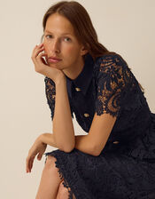 Alice Lace Peplum Midi Dress, Blue (NAVY), large