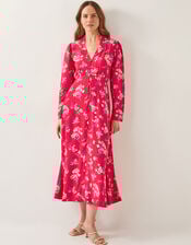 Sarah Floral Print Midi Dress, Red (RED), large