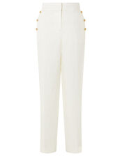 Smart Regular Length Trousers in Linen Blend, White (WHITE), large