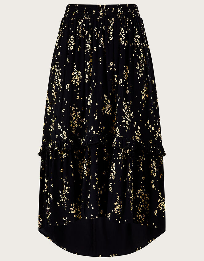 Lina Foil Print Skirt in Sustainable Viscose, Black (BLACK), large