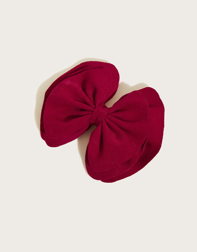 School Ruffle Large Bow Hair Clip, , large