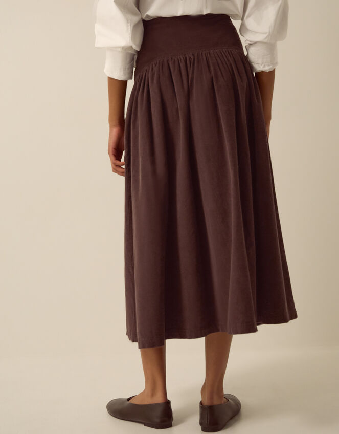 Jenny Drop Waist Corduroy Midi Skirt, Brown (CHOCOLATE), large