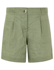 Lottie Shorts in Pure Linen, Green (KHAKI), large