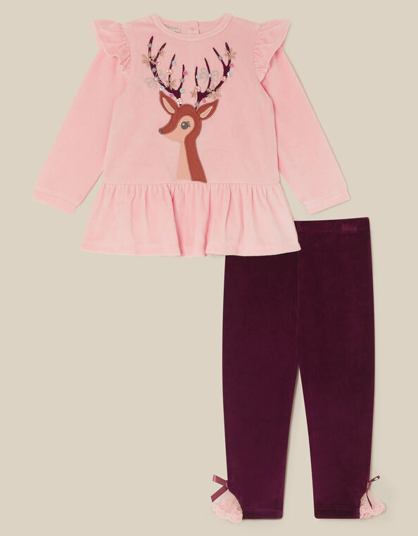 Baby Embellished Deer Top & Leggings Set, Pink (PINK), large