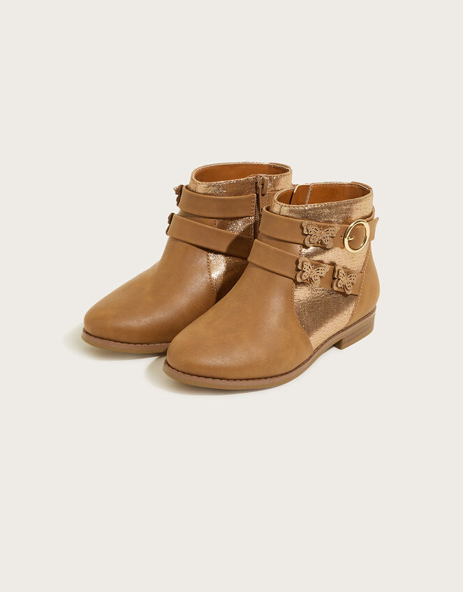 Shimmer Butterfly Boots, Tan (TAN), large