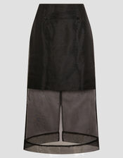 Shiloh Sheer Midi Skirt, Black (BLACK), large