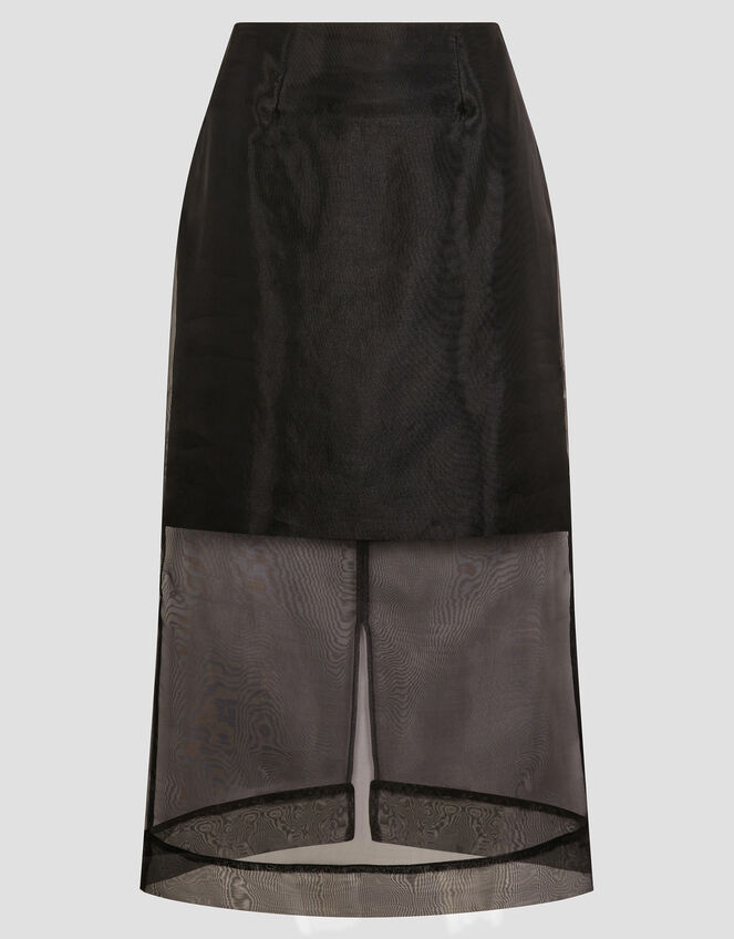 Shiloh Sheer Midi Skirt, Black (BLACK), large