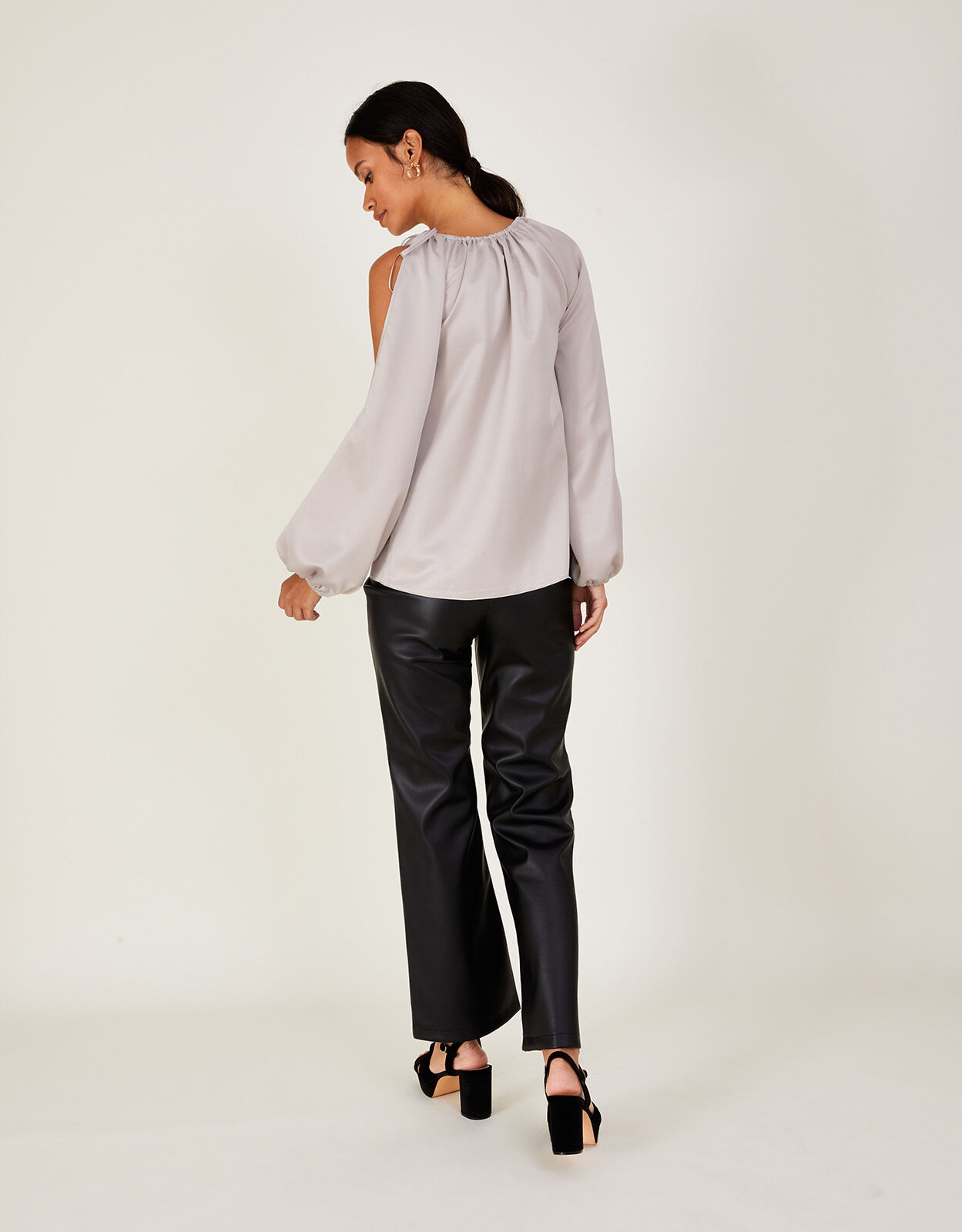 Satin cold shoulder top store