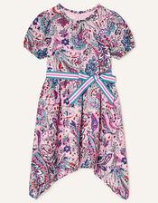 Paisley Print Hanky Hem Dress, Pink (PALE PINK), large