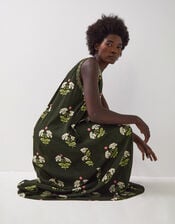 East Flossie Sleeveless Floral Maxi Dress, Green (KHAKI), large