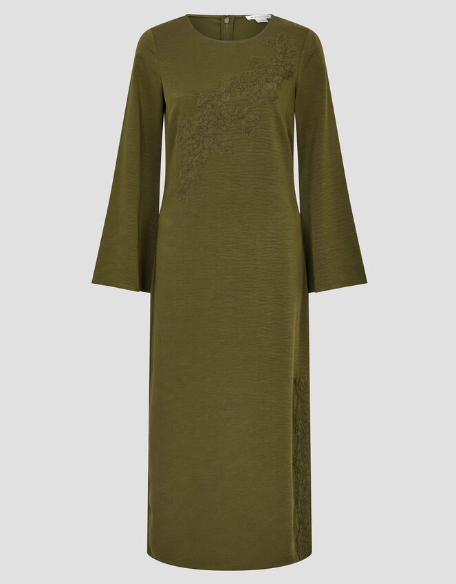 Nyla Lace Long Sleeve Midi Dress, Green (OLIVE), large