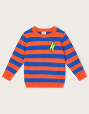 Stripe Knit Jumper, Orange (ORANGE), large