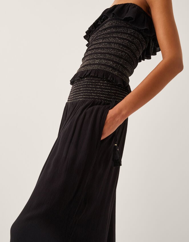 Heidi Shirred Wide Leg Pants, Black (BLACK), large