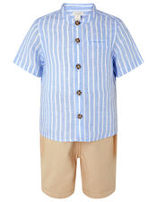 Sonny Stripe Shirt and Shorts Set, Blue (BLUE), large