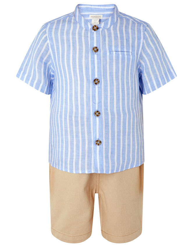Sonny Stripe Shirt and Shorts Set, Blue (BLUE), large