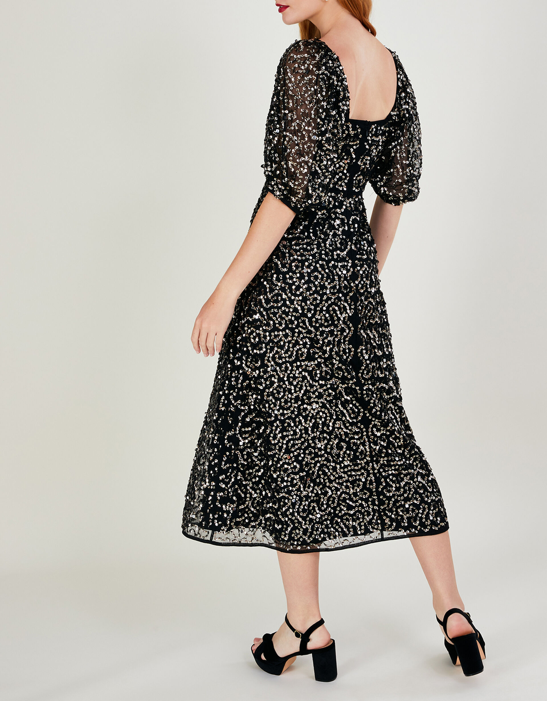 Kayleen Peach Sequin Midi Dress