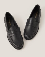 Grace Leather Loafers, Black (BLACK), large