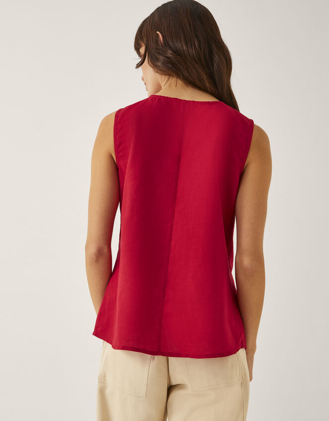 Monica Sleeveless Pleated Top, Red (RED), large