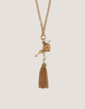 Tassel Heart Charm Necklace, , large