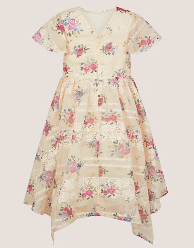 Tayla Floral Print Broderie Dress, Multi (MULTI), large